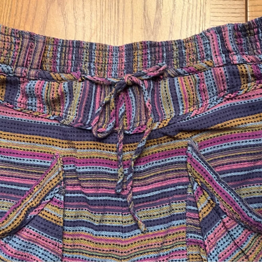Free People Sweet Escape High Waist Harem Woven Striped Pants Pouch Pockets XS‎